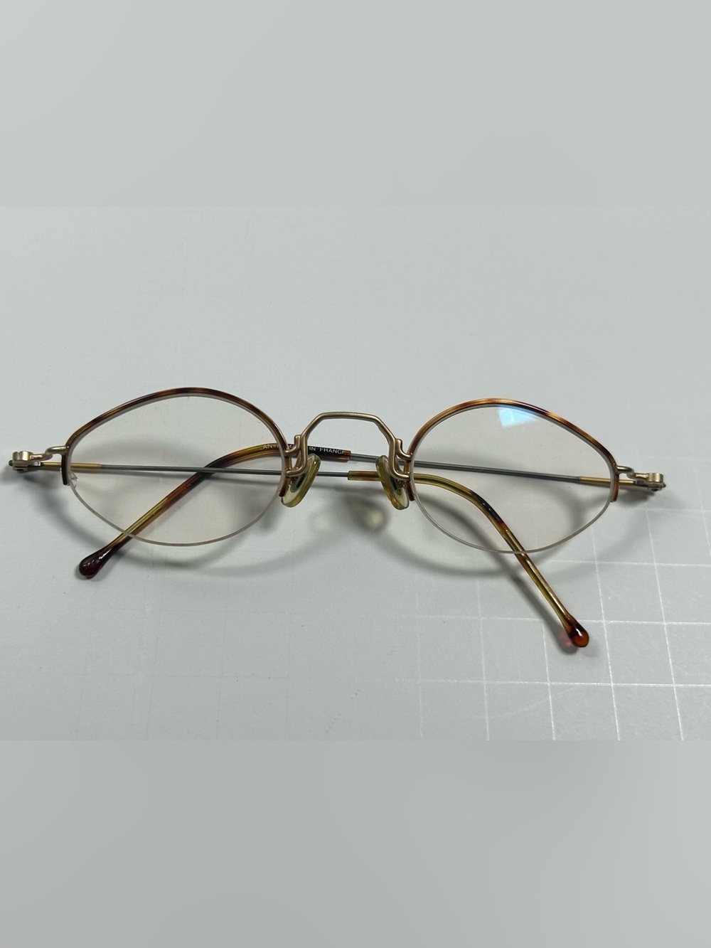 Vintage Lanvin Half-Rim Eyeglasses FRAMES ONLY Bronze Tortoise 43-26 France